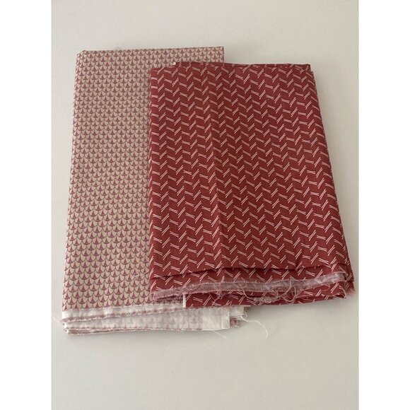 Vintage Fabric Wamsutta Burnt Orange White Lines Anna Rubens Pink Cream Fish Sca - Picture 2 of 13